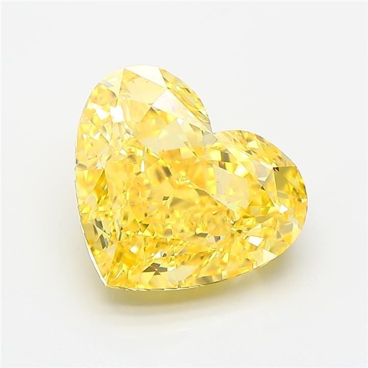 Loose Diamond - HEART 5.73ct Fancy Vivid Yellow VS1: Loose Diamond - HEART 5.73ct Fancy Vivid Yellow VS1 Source: This is a real non-mined Diamond that has been grown in a lab Shape: HEART Carats: 5.73 Color: Fancy Vivid Yellow Certification: IGI Video:
