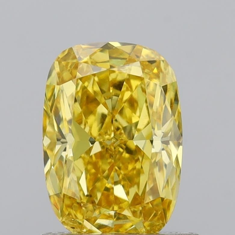 Loose Diamond - CUSHION MODIFIED 0.91ct Fancy Vivid Yellow VS2: Loose Diamond - CUSHION MODIFIED 0.91ct Fancy Vivid Yellow VS2 Source: This is a real non-mined Diamond that has been grown in a lab Shape: CUSHION MODIFIED Carats: 0.91 Color: Fancy Vivid Yellow Cert