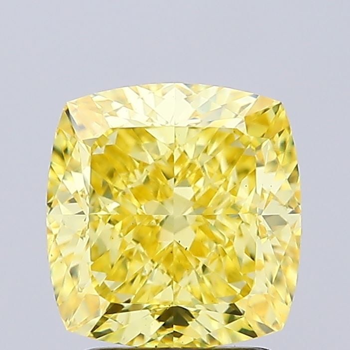 Loose Diamond - CUSHION MODIFIED 2.56ct Fancy Vivid Yellow VS2: Loose Diamond - CUSHION MODIFIED 2.56ct Fancy Vivid Yellow VS2 Source: This is a real non-mined Diamond that has been grown in a lab Shape: CUSHION MODIFIED Carats: 2.56 Color: Fancy Vivid Yellow Cert
