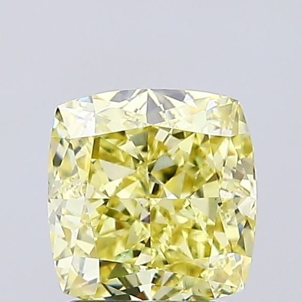 Loose Diamond - CUSHION BRILLIANT 1.7ct Fancy Intense Yellow VS1: Loose Diamond - CUSHION BRILLIANT 1.7ct Fancy Intense Yellow VS1 Source: This is a real non-mined Diamond that has been grown in a lab Shape: CUSHION BRILLIANT Carats: 1.7 Color: Fancy Intense Yellow 