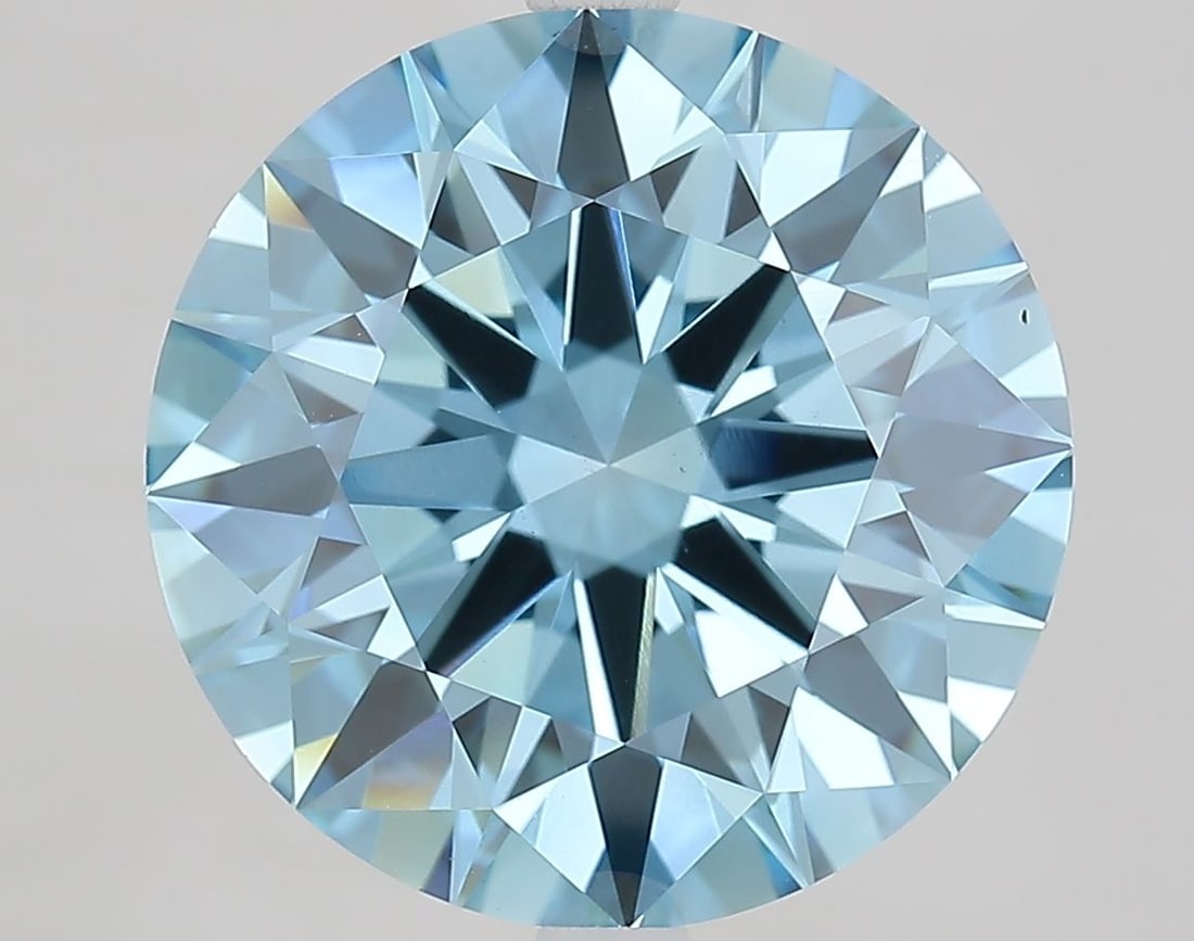 Ideal Loose Diamond - ROUND 8.49ct Fancy Vivid Blue VS1: Ideal Loose Diamond - ROUND 8.49ct Fancy Vivid Blue VS1 Source: This is a real non-mined Diamond that has been grown in a lab Shape: ROUND Carats: 8.49 Color: Fancy Vivid Blue Certification: IGI Video