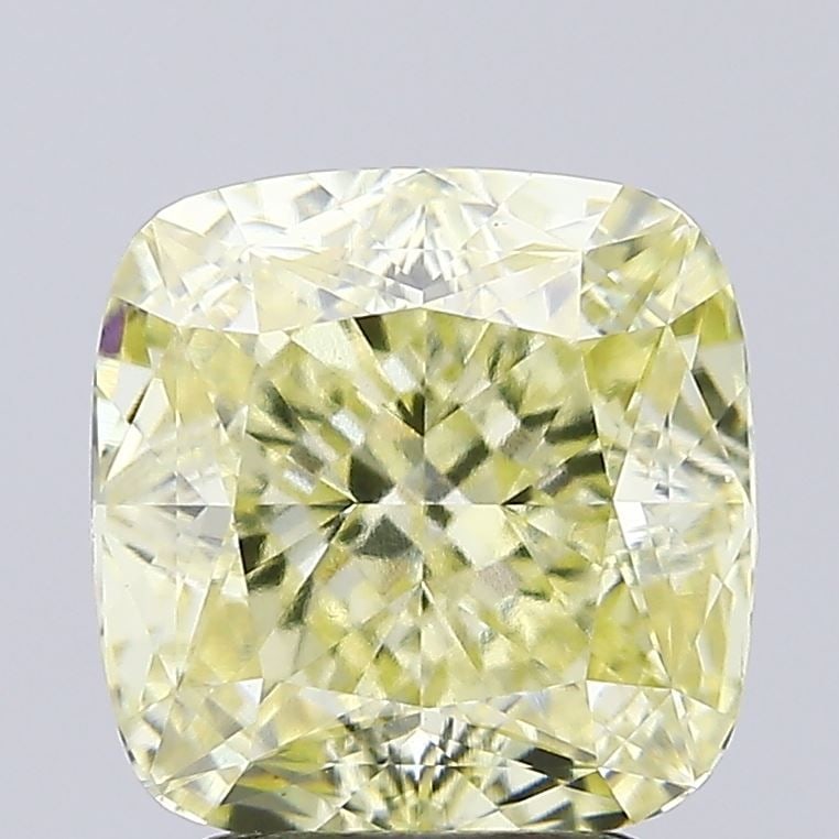 Loose Diamond - CUSHION MODIFIED 3.04ct Fancy Light Yellow VS1: Loose Diamond - CUSHION MODIFIED 3.04ct Fancy Light Yellow VS1 Source: This is a real non-mined Diamond that has been grown in a lab Shape: CUSHION MODIFIED Carats: 3.04 Color: Fancy Light Yellow Cert