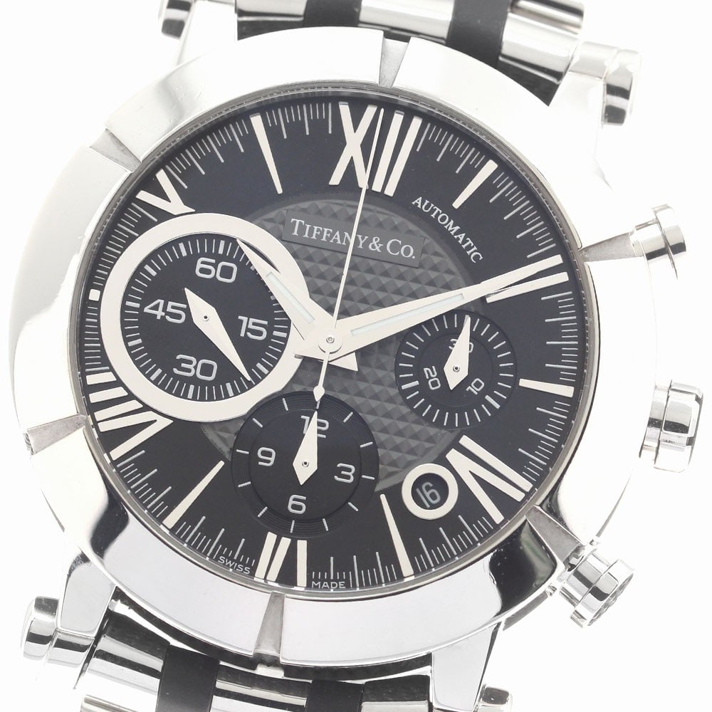Tiffany Co Atlas Gent Automatic Chronograph Date Mens Watch Z1000.82.12A10A00A: Tiffany Co Atlas Gent Automatic Chronograph Date Mens Watch Z1000.82.12A10A00A Tiffany & Co. Atlas Gent men's wristwatch with automatic movement, date display, chronograph, and small seconds. The watc