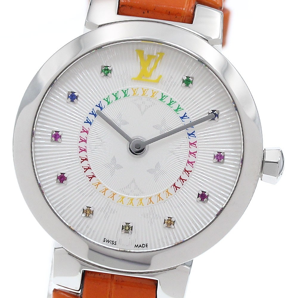 Louis Vuitton Tambour Slim PM QA158 womens quartz wristwatch: Louis Vuitton Tambour Slim PM QA158 womens quartz wristwatch Louis Vuitton Tambour Slim PM women's wristwatch with a quartz movement and a silver dial. This watch-only offering features a stainless st