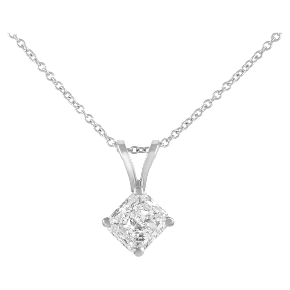 14K White Gold 1.01ct Princess Cut Diamond Necklace (1 of 4)