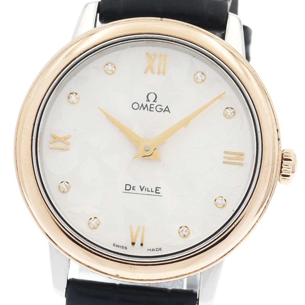 OMEGA De Ville Prestige Butterfly 424.22.33.60.52.001 Womens Quartz Watch: OMEGA De Ville Prestige Butterfly 424.22.33.60.52.001 Womens Quartz Watch OMEGA De Ville Prestige Butterfly women's wristwatch with a quartz movement and silver dial. This watch features an SS/PG case