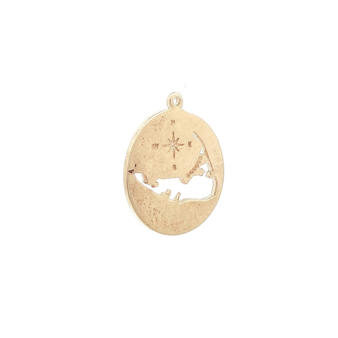 Round 14K Yellow Gold Nantucket Compass Cutout Charm Pendant (1 of 5)
