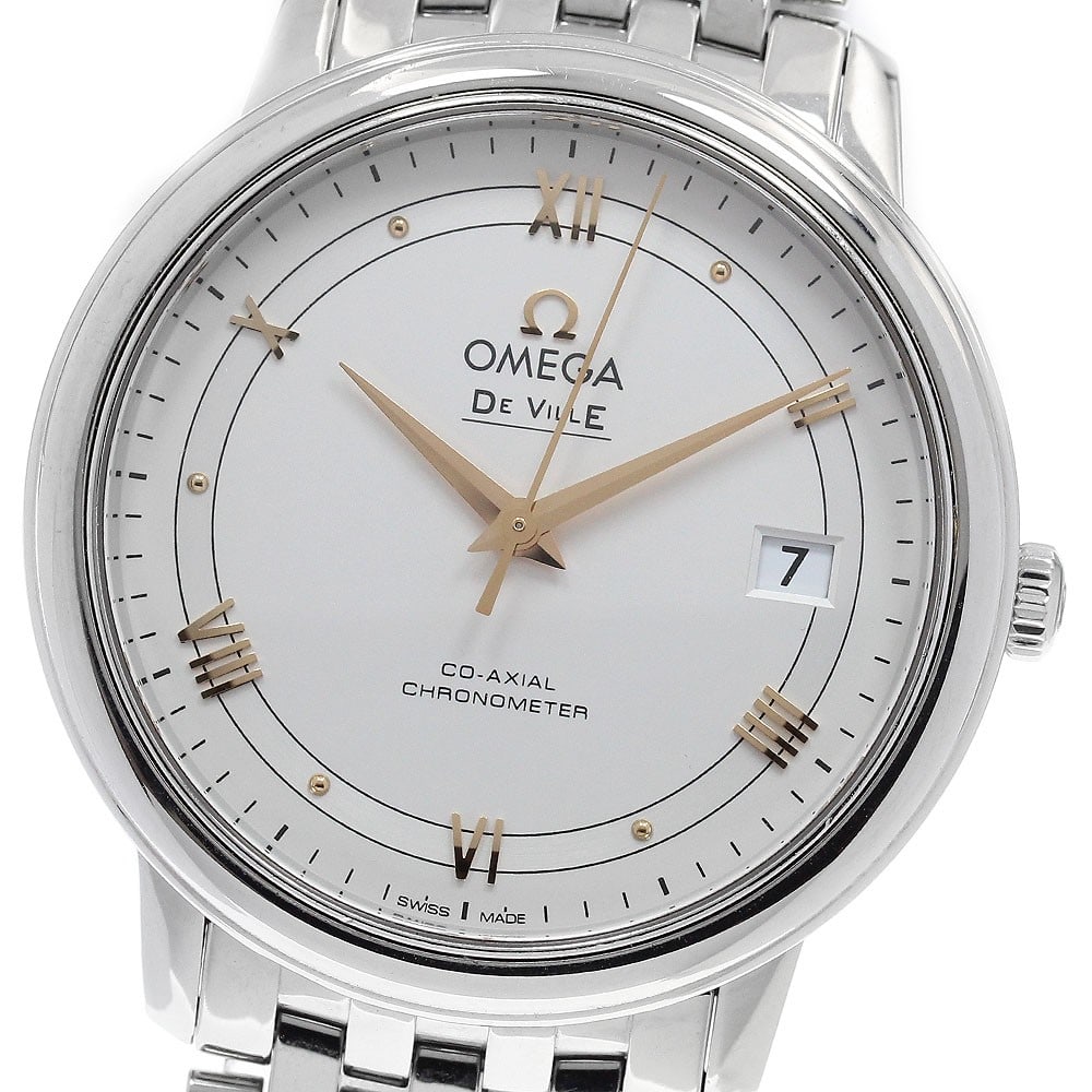 OMEGA De Ville Prestige 424.10.37.20.02.002 men's automatic wristwatch: OMEGA De Ville Prestige 424.10.37.20.02.002 men's automatic wristwatch OMEGA De Ville Prestige Co-Axial automatic men's wristwatch with a silver dial, stainless steel case, and stainless steel bracele