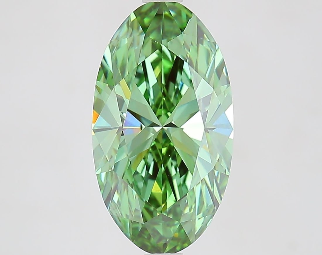 Loose Diamond - OVAL 3.09ct Fancy Vivid Green VVS2: Loose Diamond - OVAL 3.09ct Fancy Vivid Green VVS2 Source: This is a real non-mined Diamond that has been grown in a lab Shape: OVAL Carats: 3.09 Color: Fancy Vivid Green Certification: IGI Video: