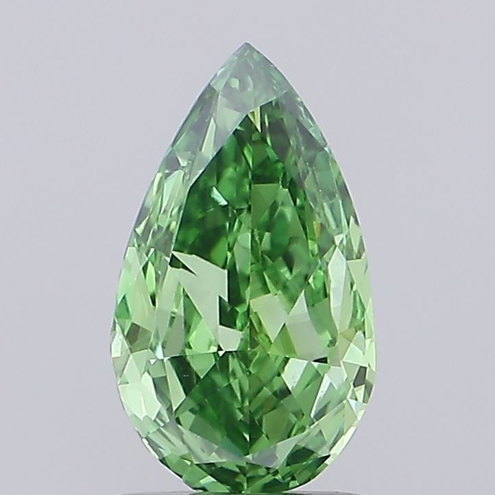 Loose Diamond - PEAR 1.1ct Fancy Vivid Green VVS2: Loose Diamond - PEAR 1.1ct Fancy Vivid Green VVS2 Source: This is a real non-mined Diamond that has been grown in a lab Shape: PEAR Carats: 1.1 Color: Fancy Vivid Green Certification: IGI Video: