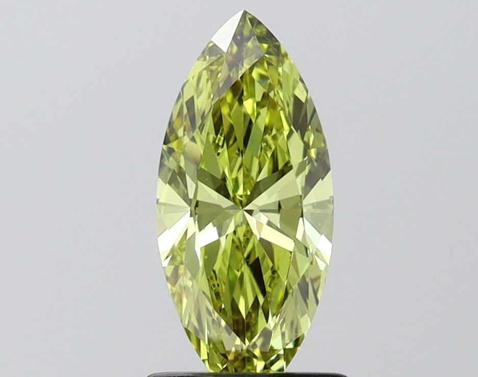 Loose Diamond - MARQUISE 1.0ct Fancy Vivid Yellow Green VS2: Loose Diamond - MARQUISE 1.0ct Fancy Vivid Yellow Green VS2 Source: This is a real non-mined Diamond that has been grown in a lab Shape: MARQUISE Carats: 1.0 Color: Fancy Vivid Yellow Green Certificat
