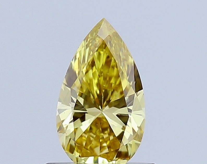 Loose Diamond - PEAR 0.64ct Fancy Vivid Yellow VVS2: Loose Diamond - PEAR 0.64ct Fancy Vivid Yellow VVS2 Source: This is a real non-mined Diamond that has been grown in a lab Shape: PEAR Carats: 0.64 Color: Fancy Vivid Yellow Certification: NONE Video: