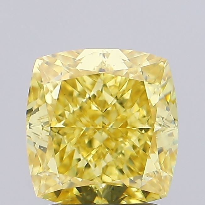 Loose Diamond - CUSHION MODIFIED 2.09ct Fancy Vivid Yellow VS1: Loose Diamond - CUSHION MODIFIED 2.09ct Fancy Vivid Yellow VS1 Source: This is a real non-mined Diamond that has been grown in a lab Shape: CUSHION MODIFIED Carats: 2.09 Color: Fancy Vivid Yellow Cert