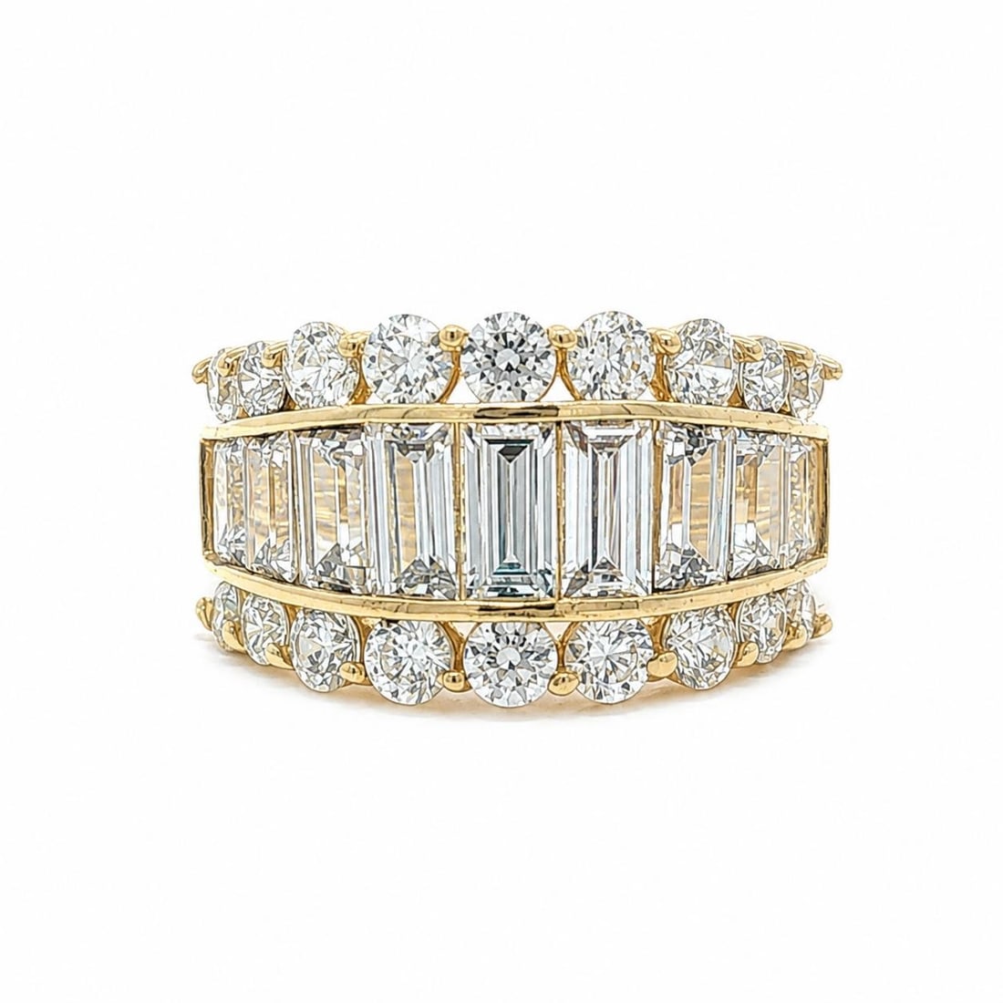 14k Yellow Gold 3 Row CZ Band Ring Size 6.5 (1 of 13)