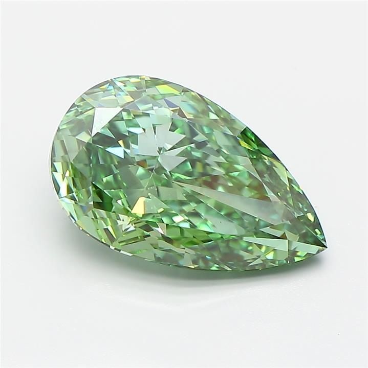 Loose Diamond - PEAR 3.13ct Fancy Vivid Green VS1: Loose Diamond - PEAR 3.13ct Fancy Vivid Green VS1 Source: This is a real non-mined Diamond that has been grown in a lab Shape: PEAR Carats: 3.13 Color: Fancy Vivid Green Certification: IGI Video: