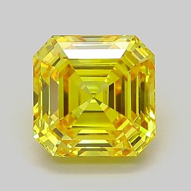 Loose Diamond - ASSCHER 1.28ct Fancy Vivid Yellow VVS2: Loose Diamond - ASSCHER 1.28ct Fancy Vivid Yellow VVS2 Source: This is a real non-mined Diamond that has been grown in a lab Shape: ASSCHER Carats: 1.28 Color: Fancy Vivid Yellow Certification: IGI Vi