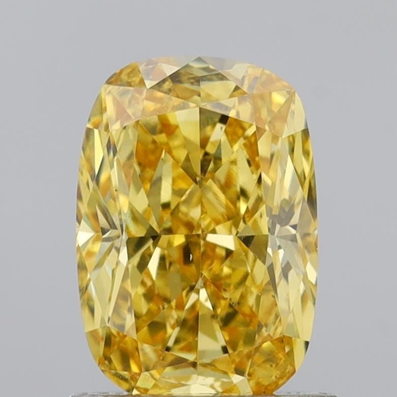 Loose Diamond - CUSHION MODIFIED 0.9ct Fancy Intense Yellow VS2: Loose Diamond - CUSHION MODIFIED 0.9ct Fancy Intense Yellow VS2 Source: This is a real non-mined Diamond that has been grown in a lab Shape: CUSHION MODIFIED Carats: 0.9 Color: Fancy Intense Yellow Ce
