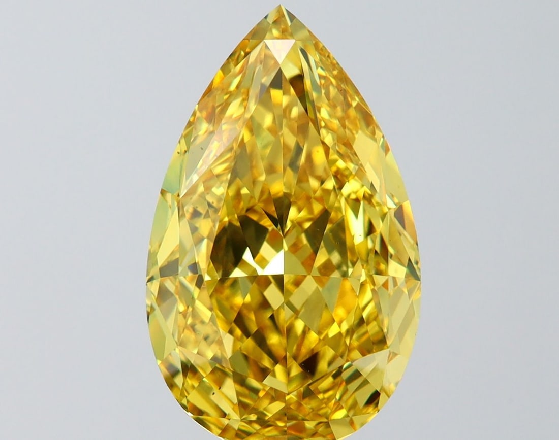 Loose Diamond - PEAR 8.02ct Fancy Vivid Yellow VS2: Loose Diamond - PEAR 8.02ct Fancy Vivid Yellow VS2 Source: This is a real non-mined Diamond that has been grown in a lab Shape: PEAR Carats: 8.02 Color: Fancy Vivid Yellow Certification: IGI Video: