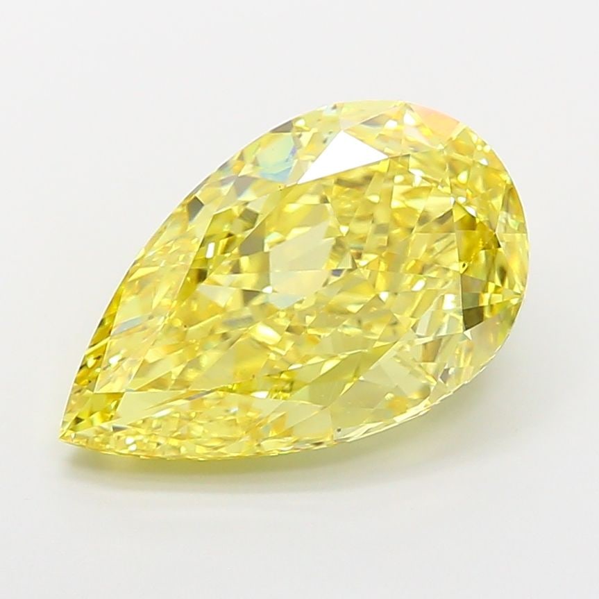 Loose Diamond - PEAR 8.06ct Fancy Intense Yellow VS2: Loose Diamond - PEAR 8.06ct Fancy Intense Yellow VS2 Source: This is a real non-mined Diamond that has been grown in a lab Shape: PEAR Carats: 8.06 Color: Fancy Intense Yellow Certification: IGI Video