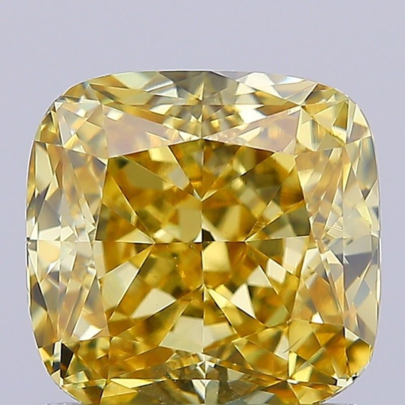 Loose Diamond - CUSHION MODIFIED 1.33ct Fancy Intense Yellow VS1: Loose Diamond - CUSHION MODIFIED 1.33ct Fancy Intense Yellow VS1 Source: This is a real non-mined Diamond that has been grown in a lab Shape: CUSHION MODIFIED Carats: 1.33 Color: Fancy Intense Yellow 