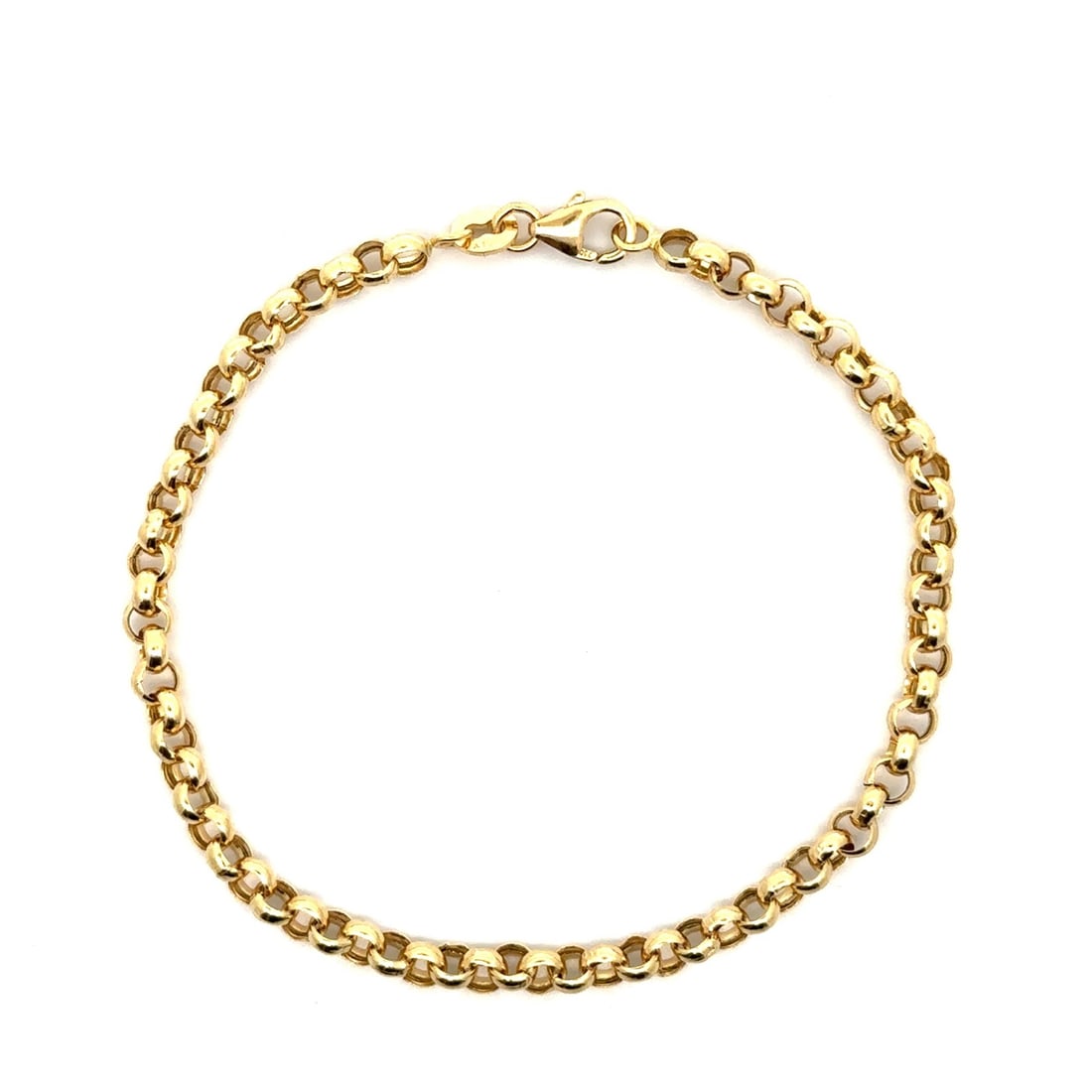 18k Yellow Gold Rolo Link Charm Bracelet 7.5in Lobster Claw: 18k Yellow Gold Rolo Link Charm Bracelet 7.5in Lobster Claw Pre-owned charm bracelet in solid 18k yellow gold with a classic rolo link design and lobster claw clasp. This stackable bracelet is made in