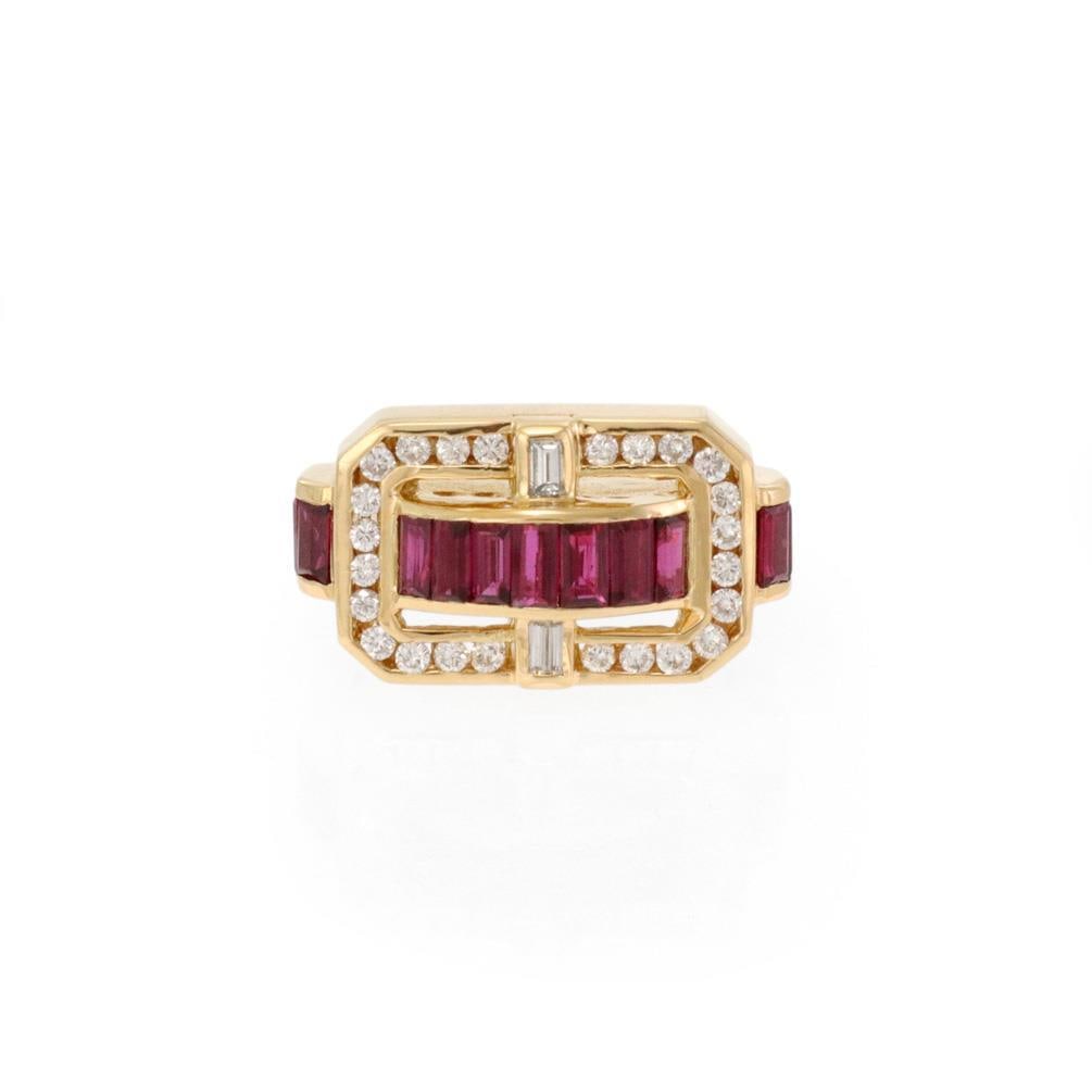 Charles Krypell 18k Yellow Gold Ruby Diamond Ring Size 6: Charles Krypell 18k Yellow Gold Ruby Diamond Ring Size 6 Elevate your jewelry collection with this exquisite Charles Krypell ruby ring, a true statement piece crafted from luxurious 18k yellow gold wi