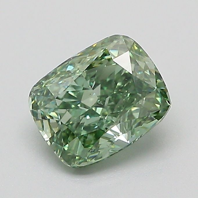 Loose Diamond - CUSHION MODIFIED 1.01ct Fancy Vivid Green VS1: Loose Diamond - CUSHION MODIFIED 1.01ct Fancy Vivid Green VS1 Source: This is a real non-mined Diamond that has been grown in a lab Shape: CUSHION MODIFIED Carats: 1.01 Color: Fancy Vivid Green Certif