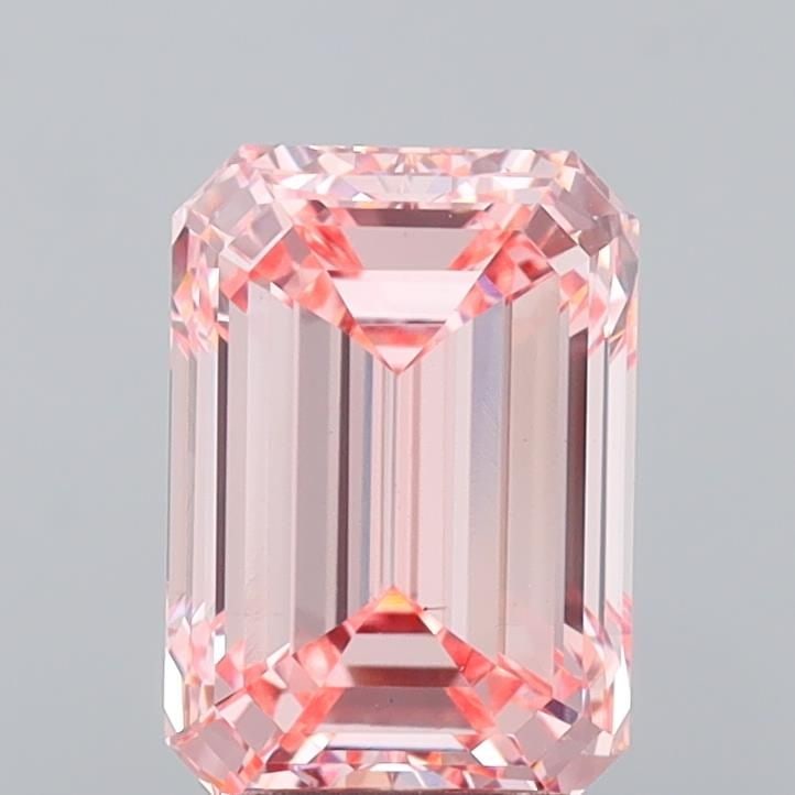 Loose Diamond - EMERALD 3.01ct Fancy Vivid Pink VS1: Loose Diamond - EMERALD 3.01ct Fancy Vivid Pink VS1 Source: This is a real non-mined Diamond that has been grown in a lab Shape: EMERALD Carats: 3.01 Color: Fancy Vivid Pink Certification: IGI Video: