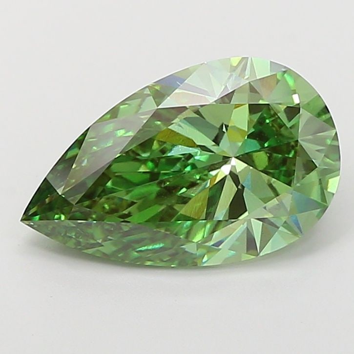 Loose Diamond - PEAR 4.01ct Fancy Vivid Green VVS2: Loose Diamond - PEAR 4.01ct Fancy Vivid Green VVS2 Source: This is a real non-mined Diamond that has been grown in a lab Shape: PEAR Carats: 4.01 Color: Fancy Vivid Green Certification: IGI Video: