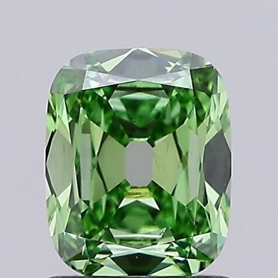 Loose Diamond - CUSHION EUROPEAN CUT 1.01ct Fancy Vivid Green VS1: Loose Diamond - CUSHION EUROPEAN CUT 1.01ct Fancy Vivid Green VS1 Source: This is a real non-mined Diamond that has been grown in a lab Shape: CUSHION EUROPEAN CUT Carats: 1.01 Color: Fancy Vivid