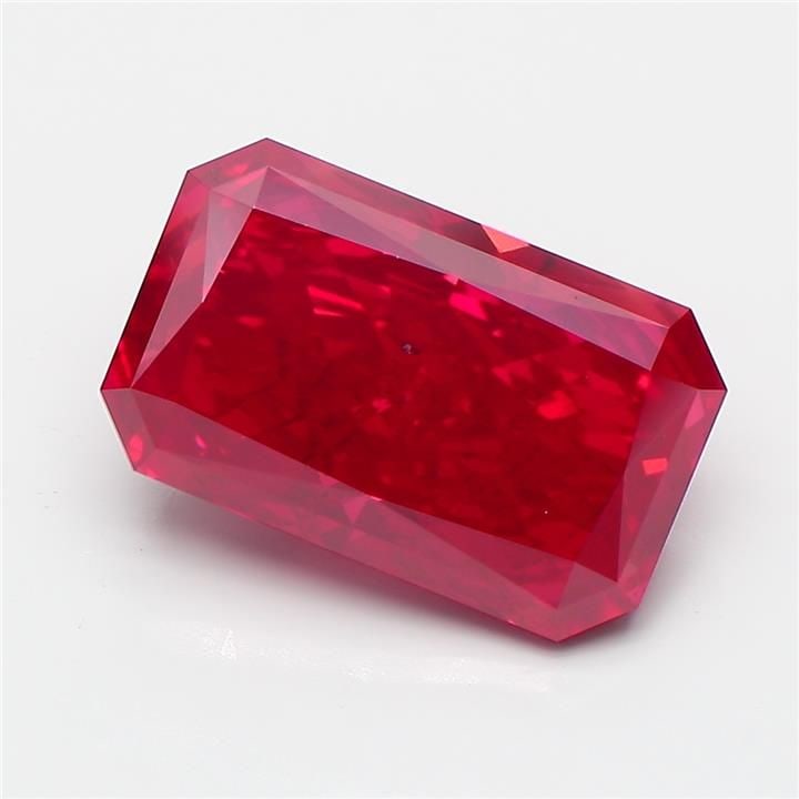 Loose Diamond - RADIANT 5.1ct Fancy Vivid Red SI1: Loose Diamond - RADIANT 5.1ct Fancy Vivid Red SI1 Source: This is a real non-mined Diamond that has been grown in a lab Shape: RADIANT Carats: 5.1 Color: Fancy Vivid Red Certification: IGI Video:
