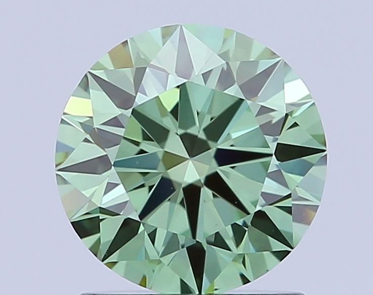 Ideal Loose Diamond - ROUND 1.3ct Fancy Vivid Green VS1: Ideal Loose Diamond - ROUND 1.3ct Fancy Vivid Green VS1 Source: This is a real non-mined Diamond that has been grown in a lab Shape: ROUND Carats: 1.3 Color: Fancy Vivid Green Certification: IGI Video