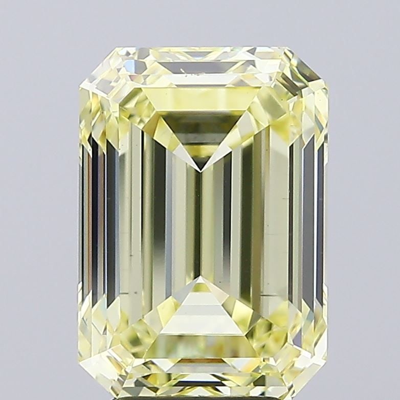 Loose Diamond - EMERALD 5.05ct Fancy Light Yellow VS2: Loose Diamond - EMERALD 5.05ct Fancy Light Yellow VS2 Source: This is a real non-mined Diamond that has been grown in a lab Shape: EMERALD Carats: 5.05 Color: Fancy Light Yellow Certification: IGI Vid