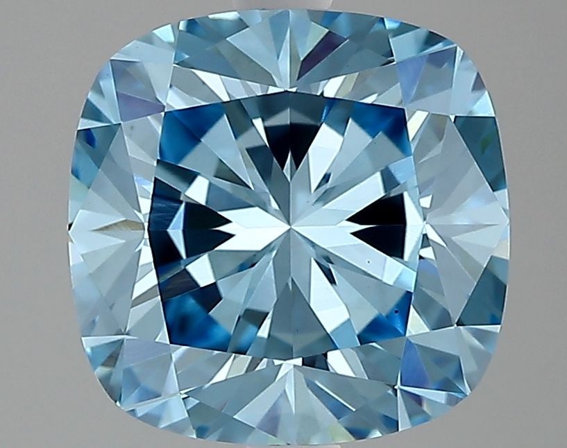 Loose Diamond - CUSHION MODIFIED 2.59ct Fancy Vivid Blue VS1: Loose Diamond - CUSHION MODIFIED 2.59ct Fancy Vivid Blue VS1 Source: This is a real non-mined Diamond that has been grown in a lab Shape: CUSHION MODIFIED Carats: 2.59 Color: Fancy Vivid Blue Certific