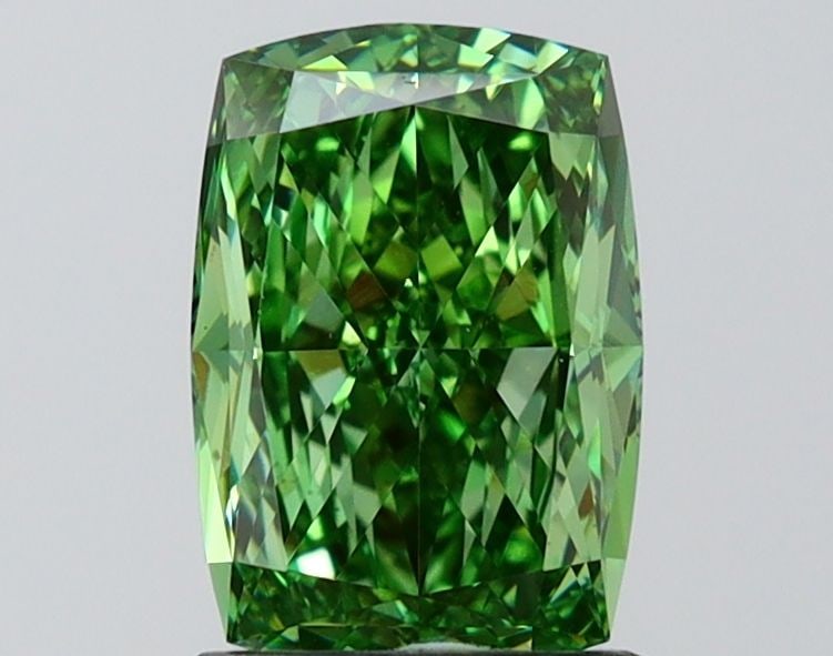 Loose Diamond - CUSHION MODIFIED 2.02ct Fancy Vivid Green VS1: Loose Diamond - CUSHION MODIFIED 2.02ct Fancy Vivid Green VS1 Source: This is a real non-mined Diamond that has been grown in a lab Shape: CUSHION MODIFIED Carats: 2.02 Color: Fancy Vivid Green Certif