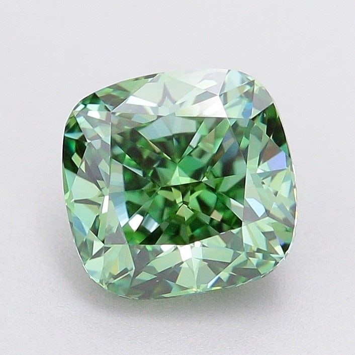 Loose Diamond - CUSHION MODIFIED 2.04ct Fancy Vivid Green VVS2: Loose Diamond - CUSHION MODIFIED 2.04ct Fancy Vivid Green VVS2 Source: This is a real non-mined Diamond that has been grown in a lab Shape: CUSHION MODIFIED Carats: 2.04 Color: Fancy Vivid Green Certi