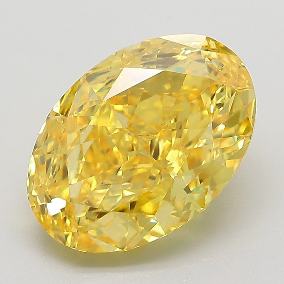 Loose Diamond - OVAL 4.35ct Fancy Vivid Yellow VS1: Loose Diamond - OVAL 4.35ct Fancy Vivid Yellow VS1 Source: This is a real non-mined Diamond that has been grown in a lab Shape: OVAL Carats: 4.35 Color: Fancy Vivid Yellow Certification: IGI Video: