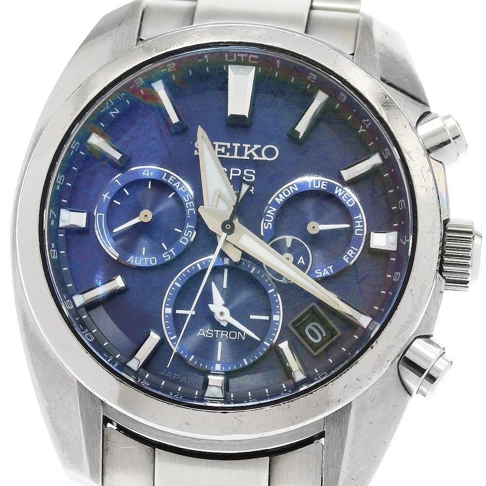 SEIKO Astron SBXC055 5X53-0AJ0 men's solar radio wristwatch: SEIKO Astron SBXC055 5X53-0AJ0 men's solar radio wristwatch Seiko Astron men's wristwatch from the Japan Collection 2020. This stainless steel watch features a blue dial and solar radio controlled mov