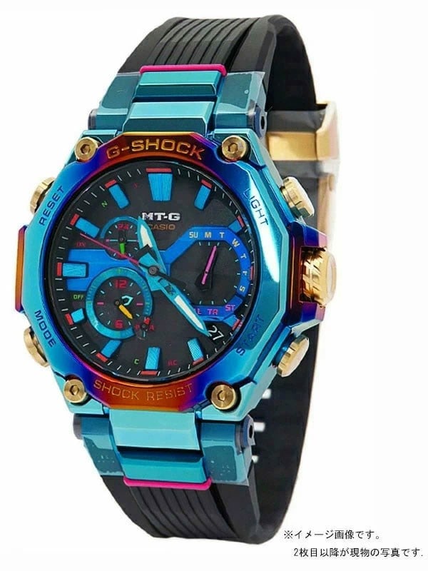 CASIO MTG-B2000PH-2AJR G-SHOCK MT-G men's solar radio-controlled watch: CASIO MTG-B2000PH-2AJR G-SHOCK MT-G men's solar radio-controlled watch CASIO G-SHOCK MT-G men's wristwatch with solar-powered, radio-controlled quartz movement. This multicolor model shows signs of ev