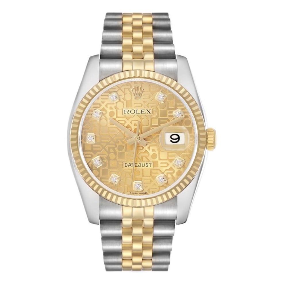 Rolex Datejust 116233 Mens Watch Anniversary Diamond Dial with Card: Rolex Datejust 116233 Mens Watch Anniversary Diamond Dial with Card Rolex Datejust reference 116233 with an Anniversary Diamond Dial, fluted bezel, and D-Link Jubilee bracelet. This men's watch includ