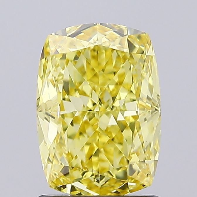 Loose Diamond - CUSHION MODIFIED 1.51ct Fancy Vivid Yellow VS2: Loose Diamond - CUSHION MODIFIED 1.51ct Fancy Vivid Yellow VS2 Source: This is a real non-mined Diamond that has been grown in a lab Shape: CUSHION MODIFIED Carats: 1.51 Color: Fancy Vivid Yellow Cert