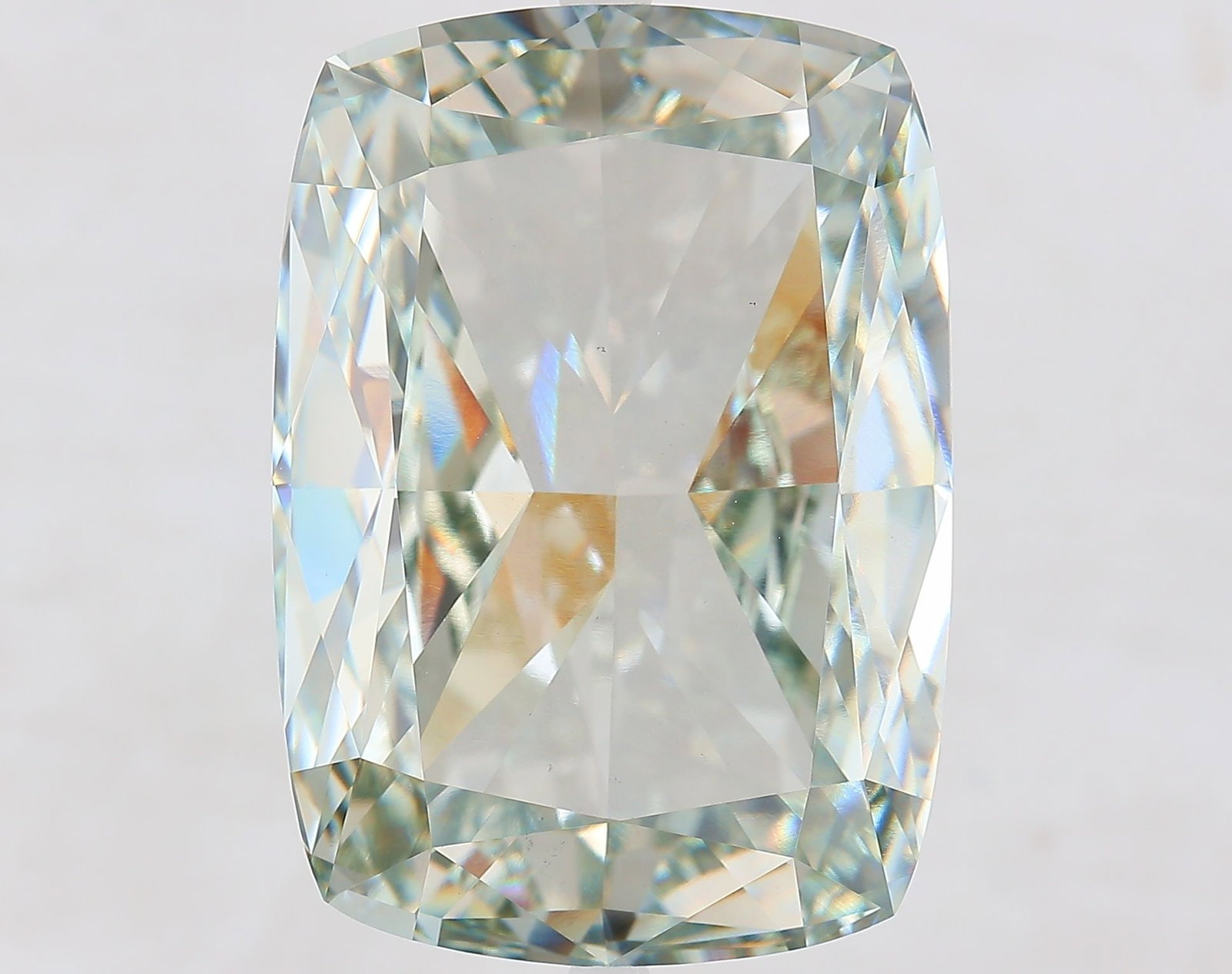 Loose Diamond - CUSHION MODIFIED 33.99ct Fancy Green VS1: Loose Diamond - CUSHION MODIFIED 33.99ct Fancy Green VS1 Source: This is a real non-mined Diamond that has been grown in a lab Shape: CUSHION MODIFIED Carats: 33.99 Color: Fancy Green Certification: