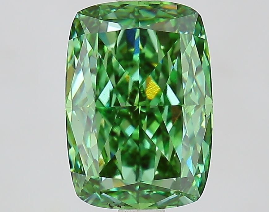 Loose Diamond - CUSHION MODIFIED 3.1ct Fancy Vivid Green VVS2: Loose Diamond - CUSHION MODIFIED 3.1ct Fancy Vivid Green VVS2 Source: This is a real non-mined Diamond that has been grown in a lab Shape: CUSHION MODIFIED Carats: 3.1 Color: Fancy Vivid Green Certifi