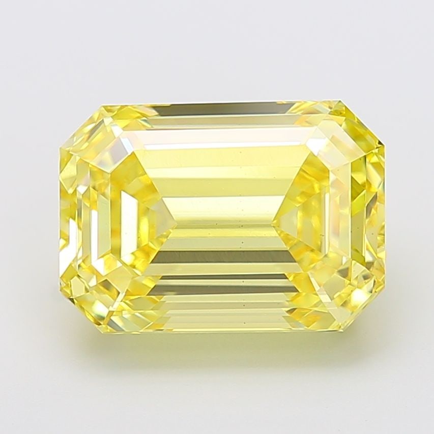 Loose Diamond - EMERALD 8.53ct Fancy Intense Yellow VS2: Loose Diamond - EMERALD 8.53ct Fancy Intense Yellow VS2 Source: This is a real non-mined Diamond that has been grown in a lab Shape: EMERALD Carats: 8.53 Color: Fancy Intense Yellow Certification: IGI