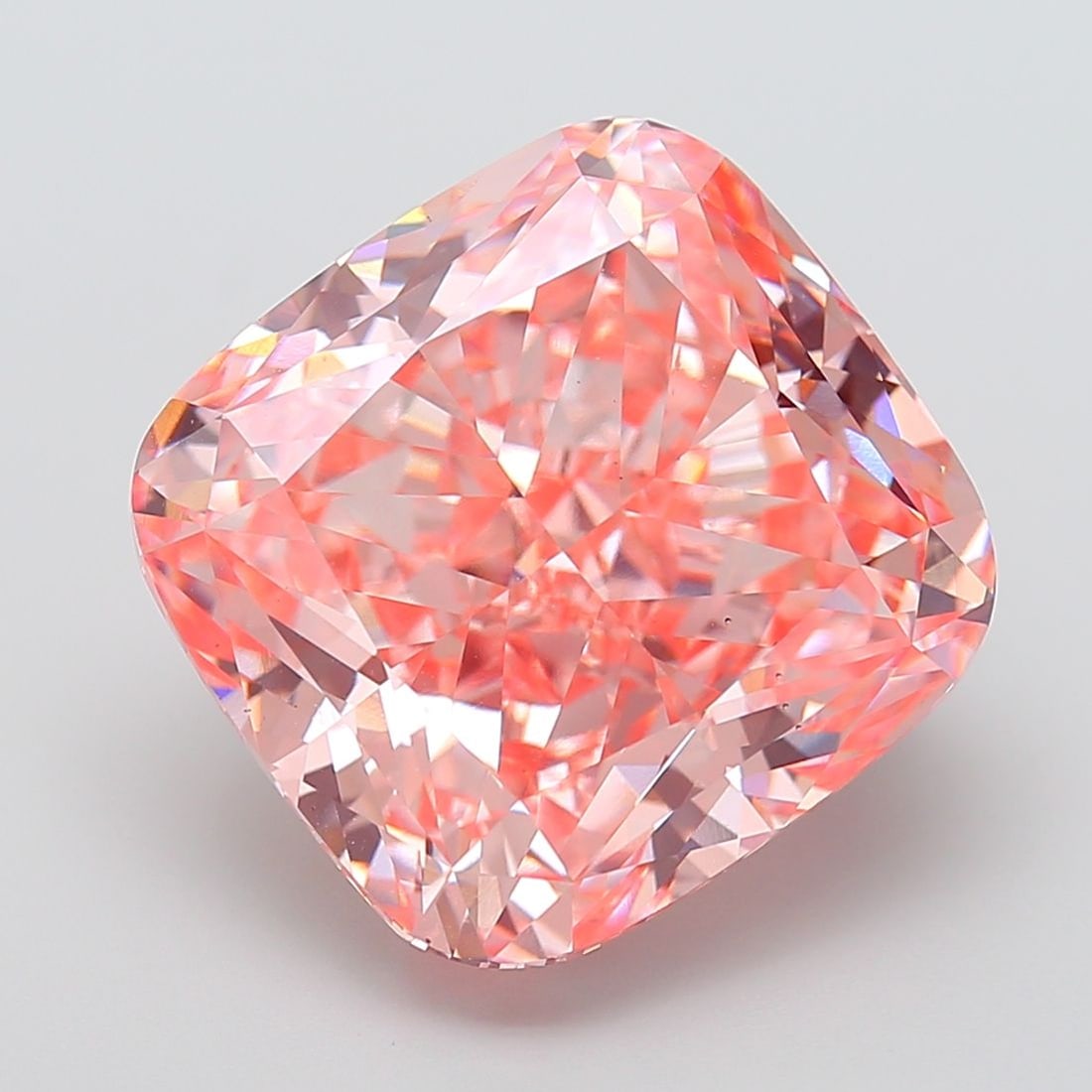 Loose Diamond - CUSHION MODIFIED 21.04ct Fancy Vivid Pink VS2: Loose Diamond - CUSHION MODIFIED 21.04ct Fancy Vivid Pink VS2 Source: This is a real non-mined Diamond that has been grown in a lab Shape: CUSHION MODIFIED Carats: 21.04 Color: Fancy Vivid Pink Certif