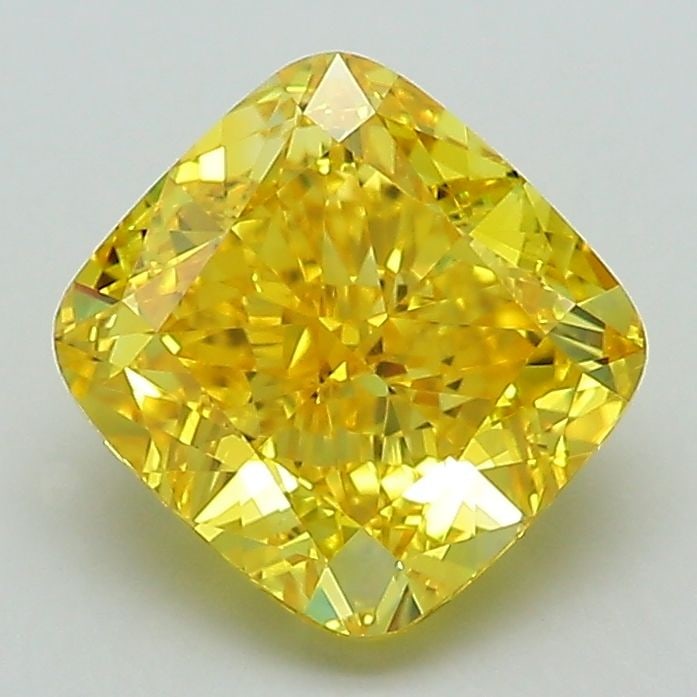 Loose Diamond - CUSHION MODIFIED 2.09ct Fancy Vivid Yellow VVS2: Loose Diamond - CUSHION MODIFIED 2.09ct Fancy Vivid Yellow VVS2 Source: This is a real non-mined Diamond that has been grown in a lab Shape: CUSHION MODIFIED Carats: 2.09 Color: Fancy Vivid Yellow Cer