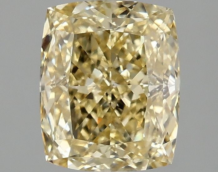 Loose Diamond - CUSHION MODIFIED 2.09ct Fancy Intense Yellow VS1: Loose Diamond - CUSHION MODIFIED 2.09ct Fancy Intense Yellow VS1 Source: This is a real non-mined Diamond that has been grown in a lab Shape: CUSHION MODIFIED Carats: 2.09 Color: Fancy Intense Yellow 