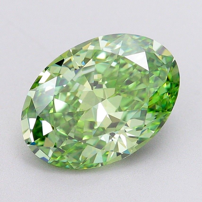 Loose Diamond - OVAL 3.02ct Fancy Vivid Green VVS1: Loose Diamond - OVAL 3.02ct Fancy Vivid Green VVS1 Source: This is a real non-mined Diamond that has been grown in a lab Shape: OVAL Carats: 3.02 Color: Fancy Vivid Green Certification: IGI Video: