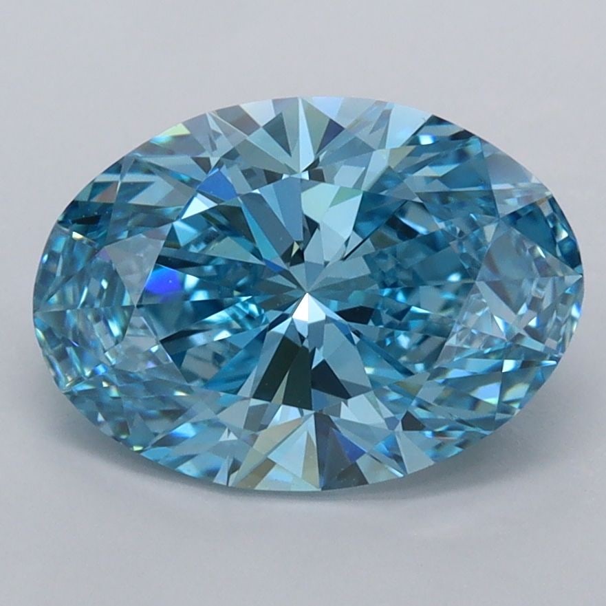 Loose Diamond - OVAL 2.51ct Fancy Vivid Blue VVS2: Loose Diamond - OVAL 2.51ct Fancy Vivid Blue VVS2 Source: This is a real non-mined Diamond that has been grown in a lab Shape: OVAL Carats: 2.51 Color: Fancy Vivid Blue Certification: IGI Video: