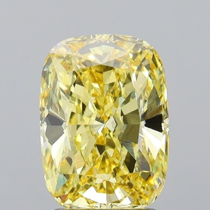 Loose Diamond - CUSHION MODIFIED 3.04ct Fancy Vivid Yellow VVS2: Loose Diamond - CUSHION MODIFIED 3.04ct Fancy Vivid Yellow VVS2 Source: This is a real non-mined Diamond that has been grown in a lab Shape: CUSHION MODIFIED Carats: 3.04 Color: Fancy Vivid Yellow Cer